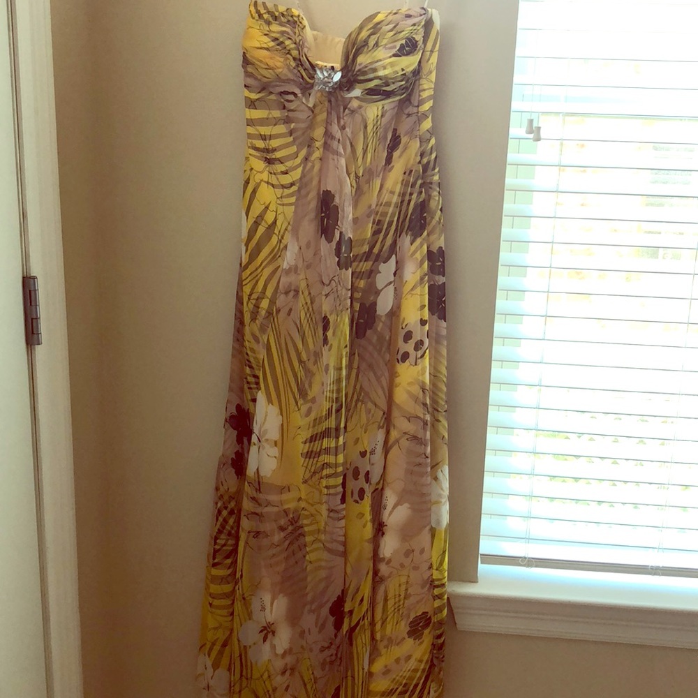 Formal strapless floor length gown
